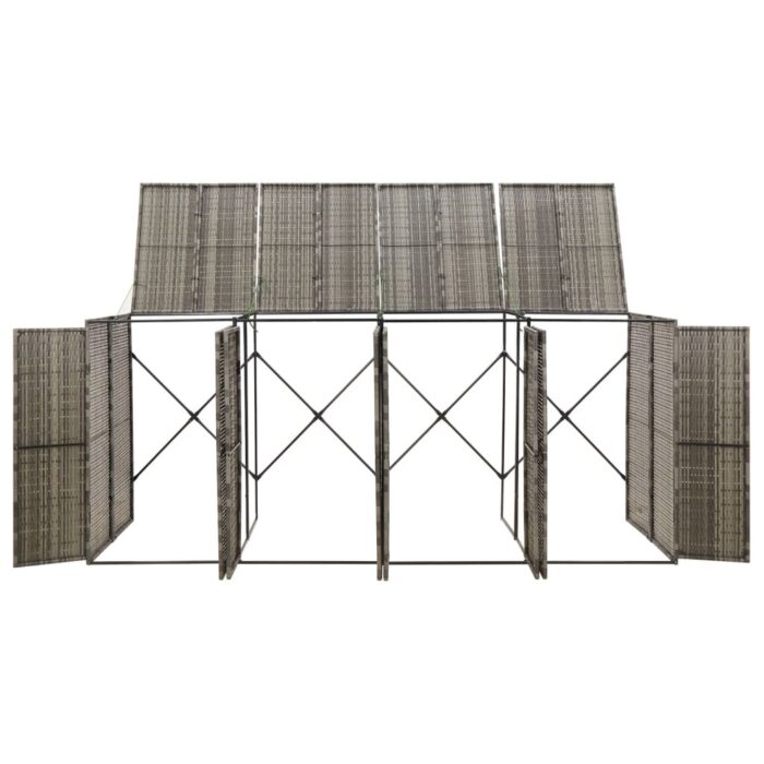Abri pour poubelle quadruple Gris 274x80x117 cm Résine tressée – Image 2