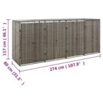 Abri pour poubelle quadruple Gris 274x80x117 cm Résine tressée – Image 6