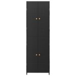 Armoire de rangement de jardin Noir 59x40x180 cm Résine tressée – Image 2