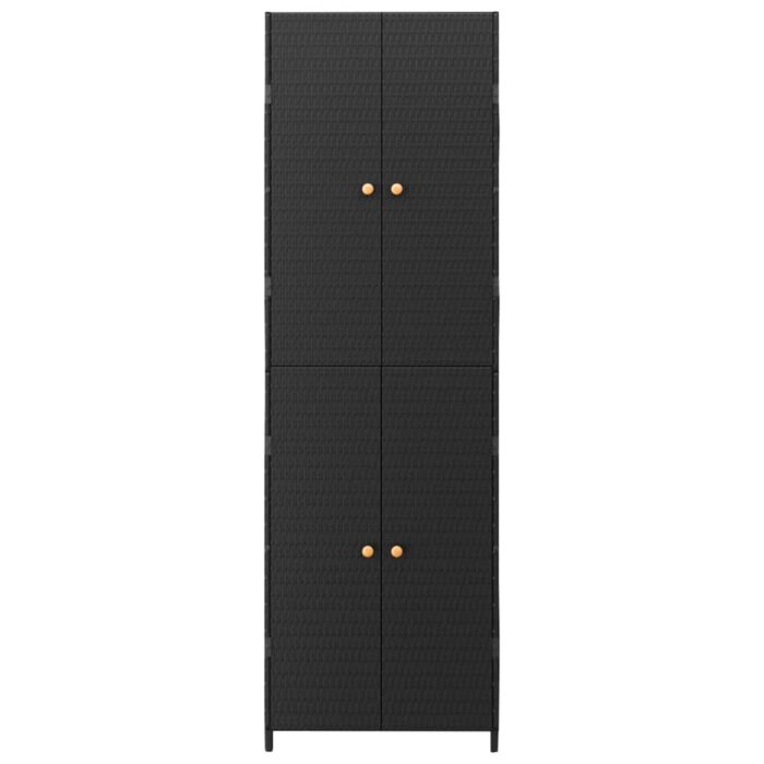 Armoire de rangement de jardin Noir 59x40x180 cm Résine tressée – Image 2