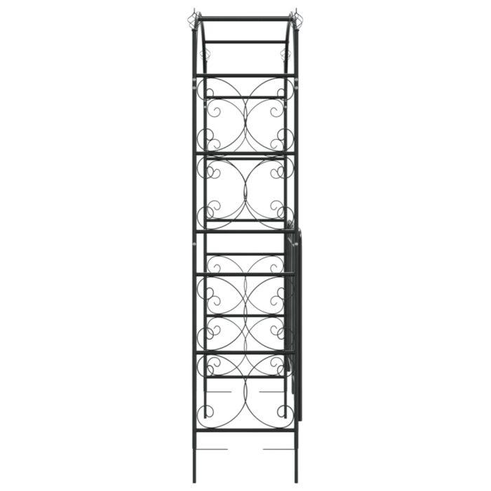 Arche de jardin avec portail noir 108x45x235 cm acier – Image 2