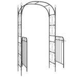 Arche de jardin avec portail noir 108x45x235 cm acier – Image 3