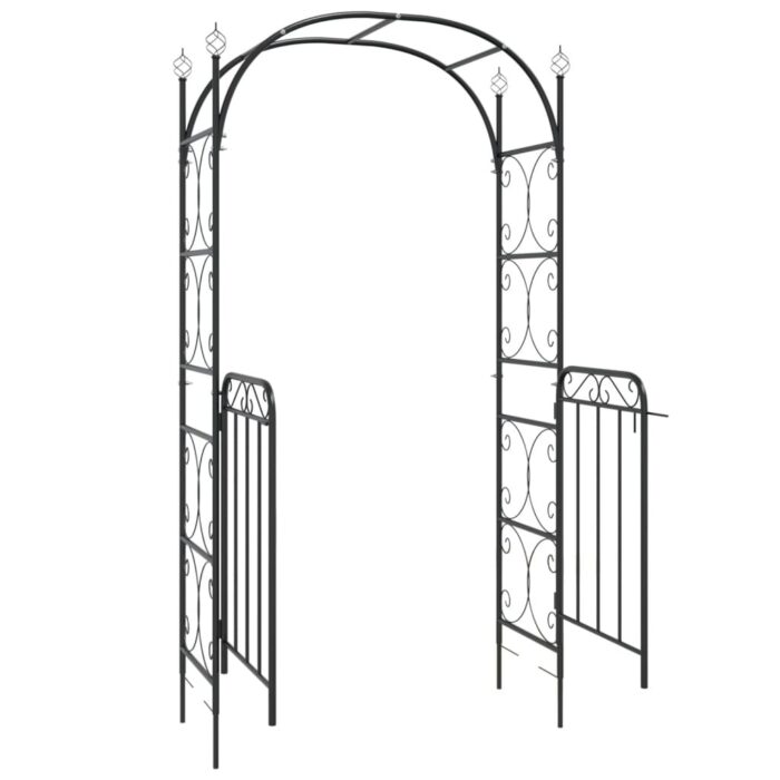 Arche de jardin avec portail noir 108x45x235 cm acier – Image 3