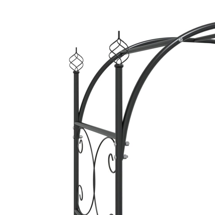 Arche de jardin avec portail noir 108x45x235 cm acier – Image 4