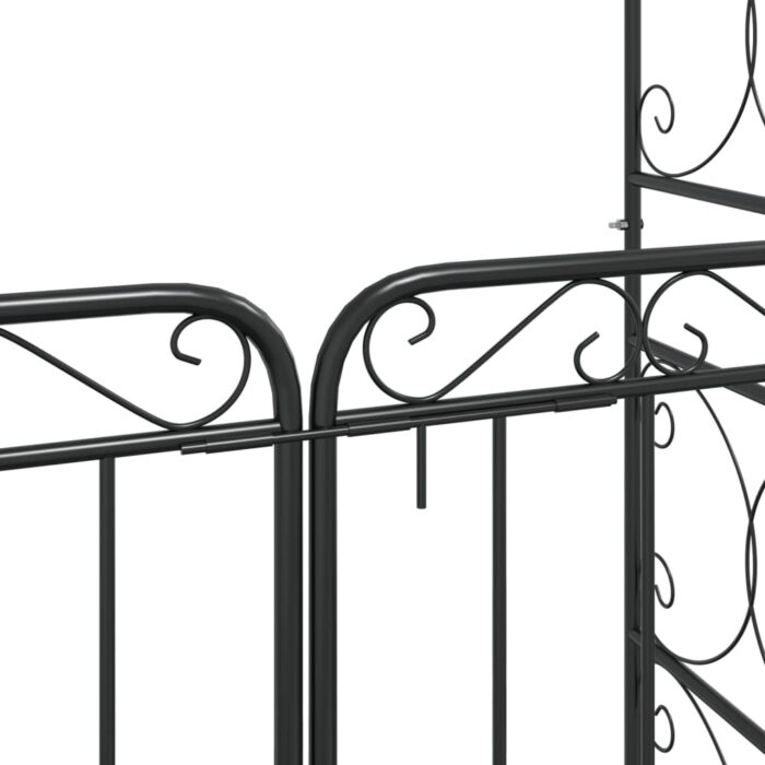 Arche de jardin avec portail noir 108x45x235 cm acier – Image 6