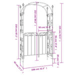 Arche de jardin avec portail noir 108x45x235 cm acier – Image 8