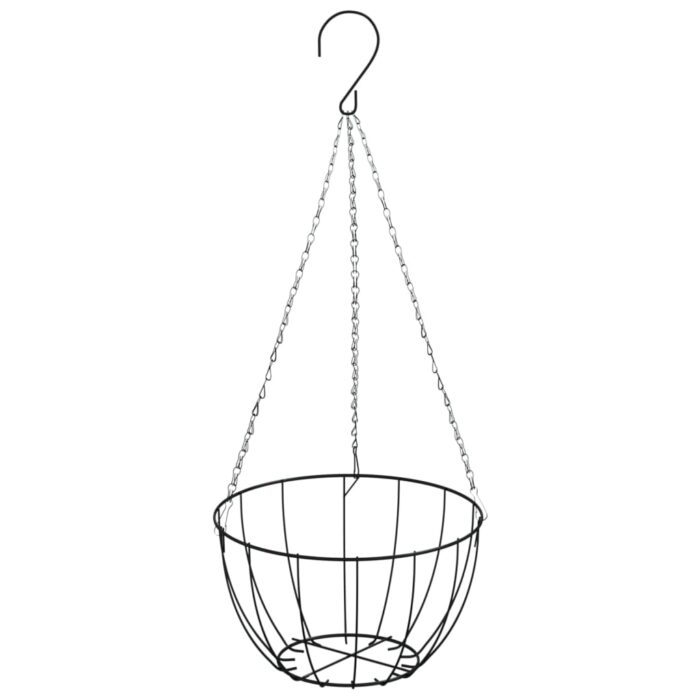 Jardinières suspendues 4 pcs avec doublure coco Noir Ø 30x52 cm – Image 3