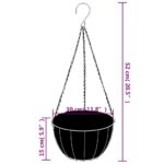 Jardinières suspendues 4 pcs avec doublure coco Noir Ø 30x52 cm – Image 4