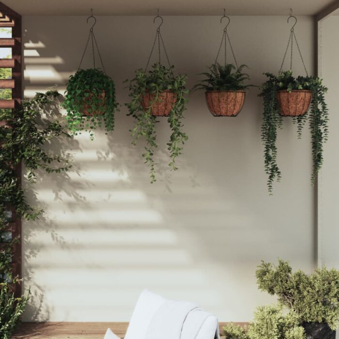 VXL8720845670436_m_en_hd_1.jpg Jardinières suspendues 4 pcs avec doublure coco Noir Ø 30x52 cm – Image 1