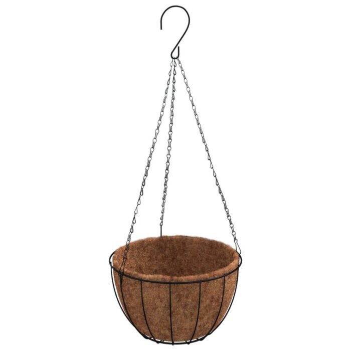 Jardinières suspendues 4 pcs avec doublure coco Noir Ø 40x63 cm – Image 2