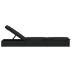 Chaise longue 1 pc avec coussin noir 201x55x62cm résine tressée – Image 4