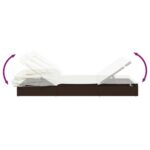 Transat avec toit pliable marron 213x63x97 cm résine tressée – Image 6