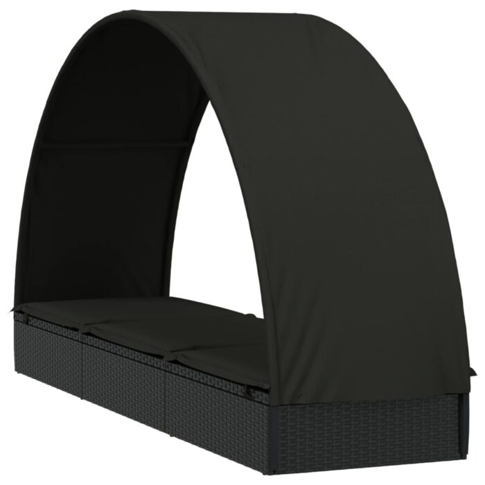 VXL8720845670757_g_en_hd_2.jpg Chaise longue avec toit rond noir 211x57x140 cm résine tressée – Image 2