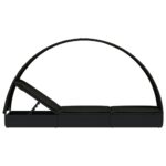 Chaise longue avec toit rond noir 211x57x140 cm résine tressée – Image 5