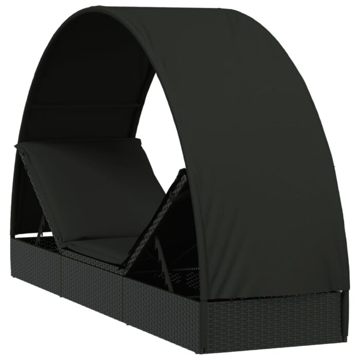 VXL8720845670757_g_en_hd_6.jpg Chaise longue avec toit rond noir 211x57x140 cm résine tressée – Image 6