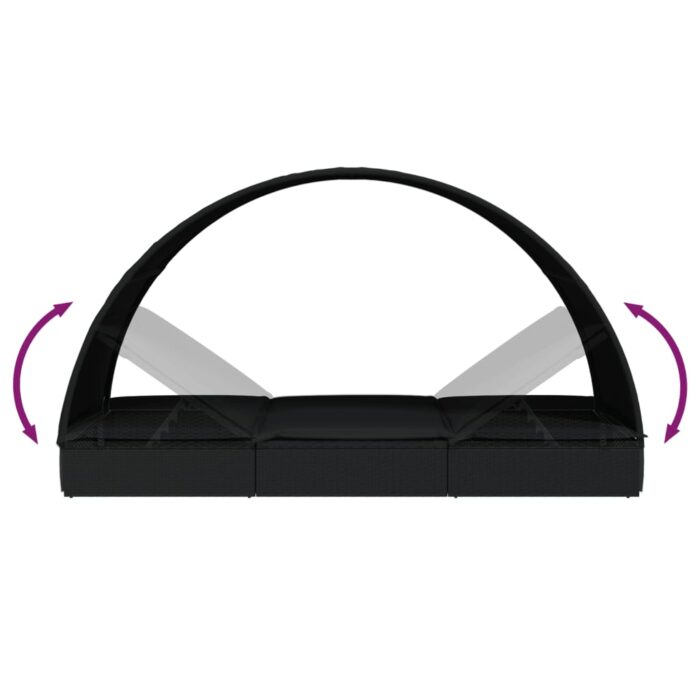 VXL8720845670757_g_en_hd_7.jpg Chaise longue avec toit rond noir 211x57x140 cm résine tressée – Image 7