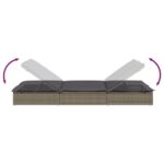 Chaise longue à 2 places avec coussins gris résine tressée – Image 7