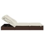 Transat 2 places avec toit pliable marron 213x118x97 cm – Image 6