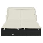 Transat 2 places avec toit pliable noir 213x118x97 cm – Image 4