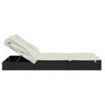 Transat 2 places avec toit pliable noir 213x118x97 cm – Image 6