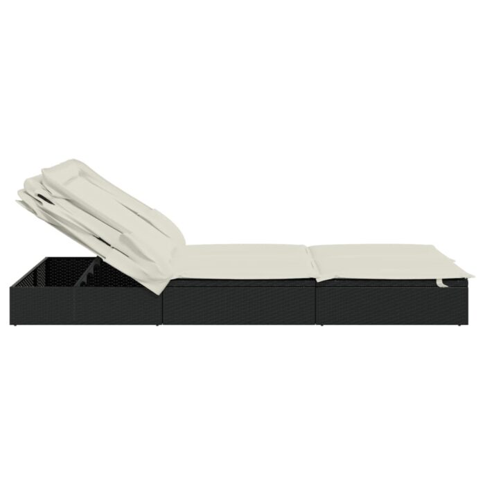 Transat 2 places avec toit pliable noir 213x118x97 cm – Image 6