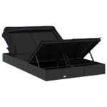 Transat 2 places avec toit pliable noir 213x118x97 cm – Image 8