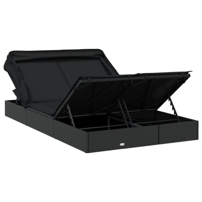 Transat 2 places avec toit pliable noir 213x118x97 cm – Image 8