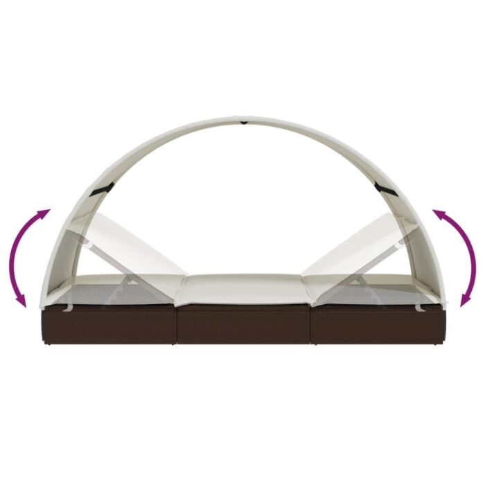 Transat 2 places avec toit rond marron 211x112x140 cm – Image 8