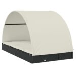 Transat 2 places avec toit rond noir 211x112x140 cm – Image 3