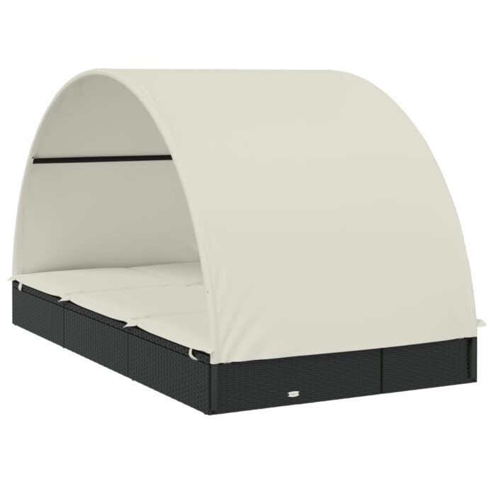 Transat 2 places avec toit rond noir 211x112x140 cm – Image 3