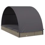 Transat 2 places avec toit rond gris 211x112x140 cm – Image 2