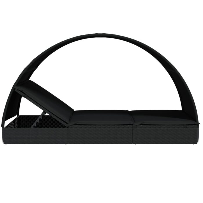 Transat 2 places avec toit rond noir 211x112x140 cm – Image 5