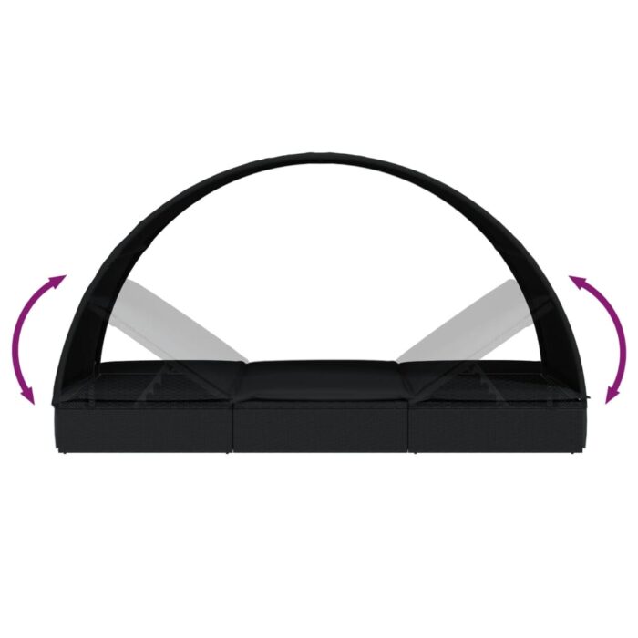 Transat 2 places avec toit rond noir 211x112x140 cm – Image 8