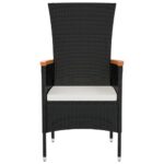 Chaises de jardin lot de 2 avec coussins Résine tressée Noir – Image 2