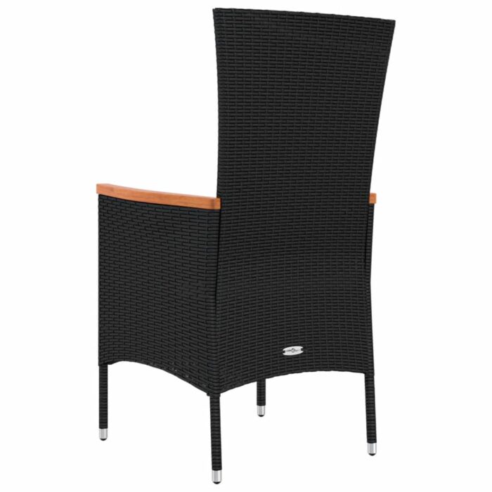 Chaises de jardin lot de 2 avec coussins Résine tressée Noir – Image 4