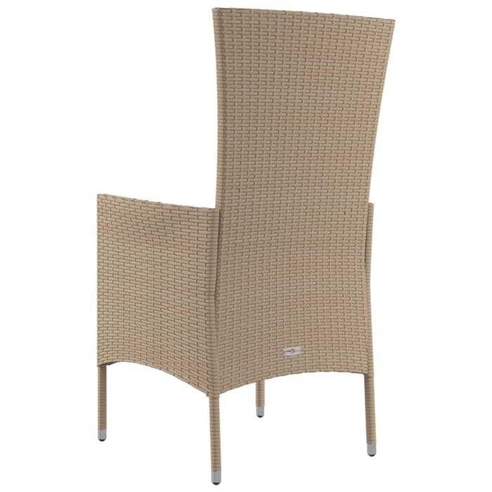 Chaises de jardin avec coussins lot de 2 Résine tressée Beige – Image 5