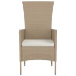 Chaises de jardin avec coussins lot de 4 Résine tressée Beige – Image 3