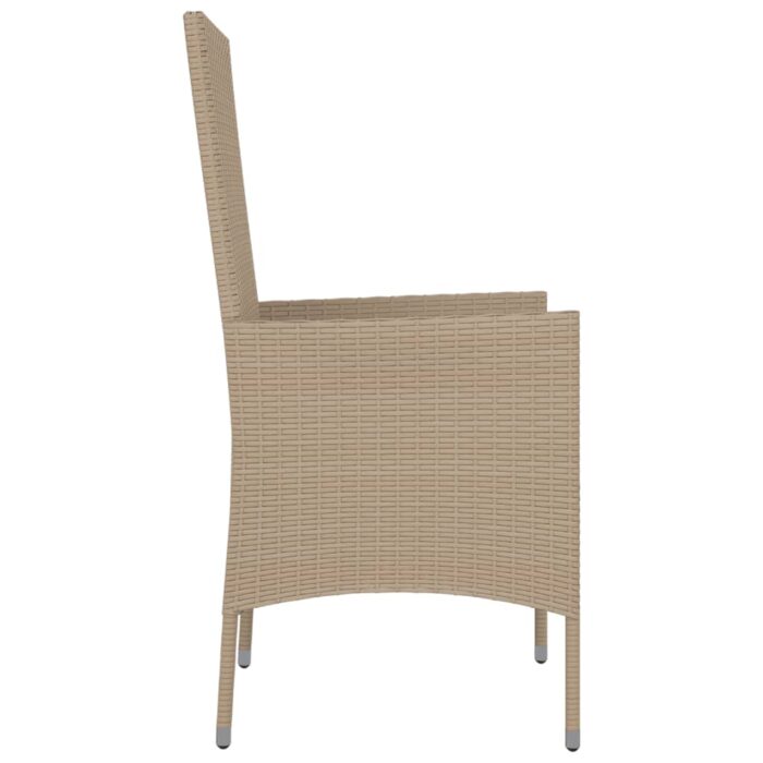Chaises de jardin avec coussins lot de 4 Résine tressée Beige – Image 4