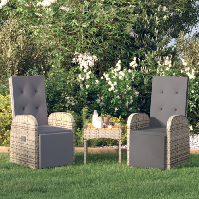 Chaises de jardin inclinables coussins lot de 2 Résine tressée – Image 1