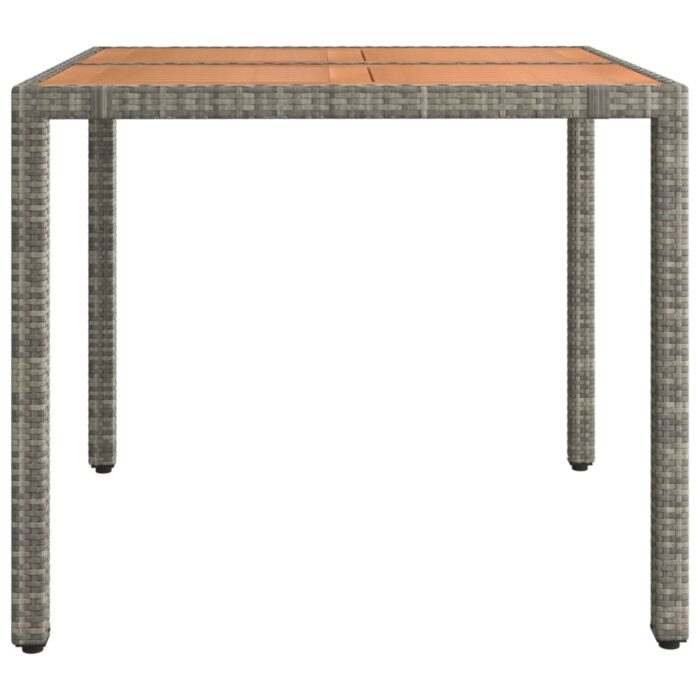 Table de jardin et dessus en bois Gris Résine tressée et acacia – Image 2
