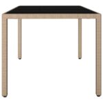 Table de jardin plateau en verre Résine tressée verre trempé – Image 2