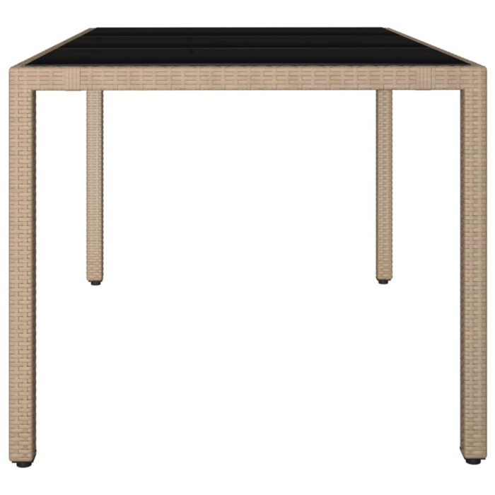 Table de jardin plateau en verre Résine tressée verre trempé – Image 2
