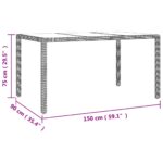 Table de jardin plateau en verre Résine tressée verre trempé – Image 4