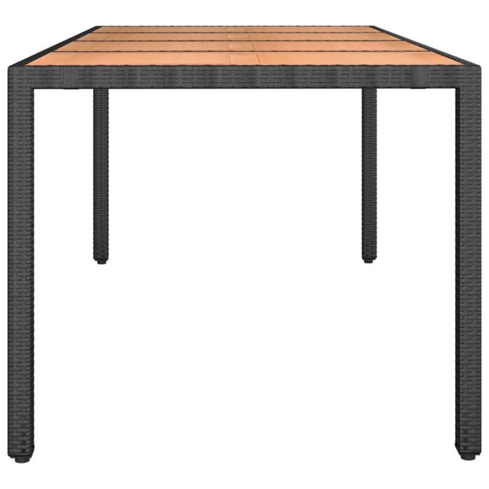 Table de jardin plateau en bois Noir Résine tressée bois massif – Image 2
