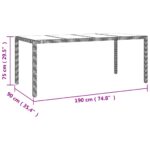 Table de jardin plateau en verre Résine tressée verre trempé – Image 4