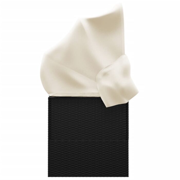 Lit de salon d'extérieur toit et coussins Noir Résine tressée – Image 2