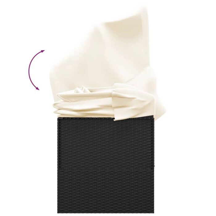 Lit de salon d'extérieur toit et coussins Noir Résine tressée – Image 5