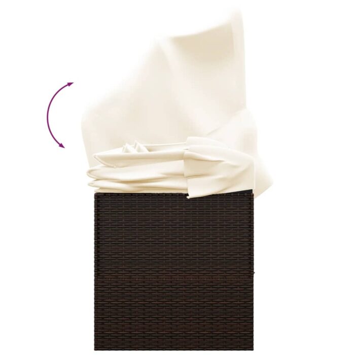 Lit de salon d'extérieur toit et coussins Marron Résine tressée – Image 5