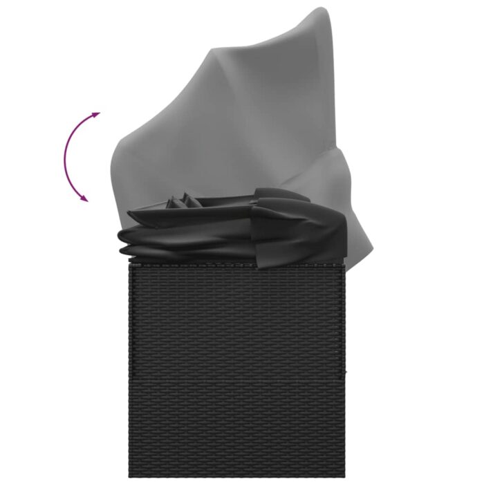 Lit de salon d'extérieur toit et coussins Noir Résine tressée – Image 5