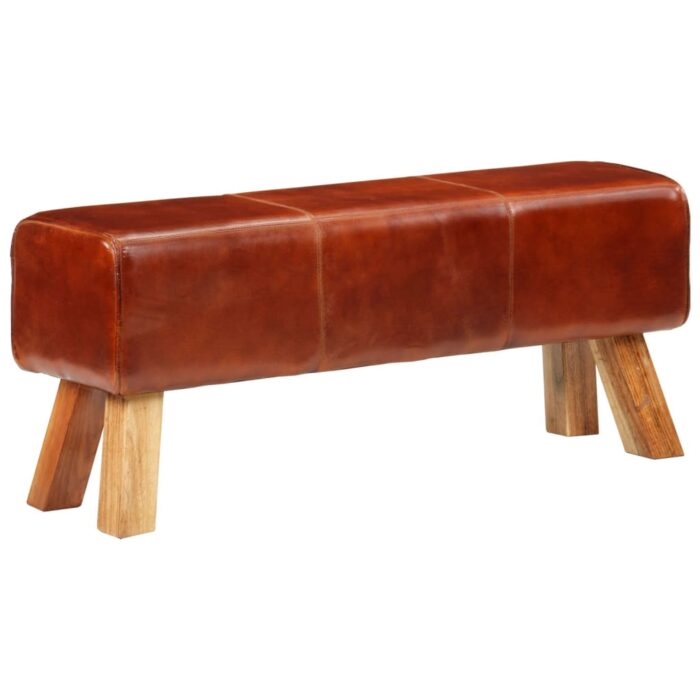 VXL8720845671334_a_en_hd_1.jpg Banc de bok de gymnastique marron 110 cm cuir véritable et bois – Image 1